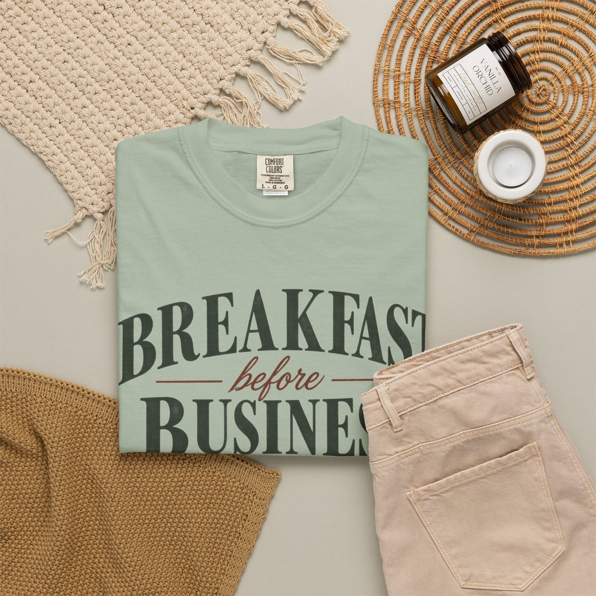 Breakfast Before Business T-Shirt — Coffee & Pancake Morning Graphic Tee