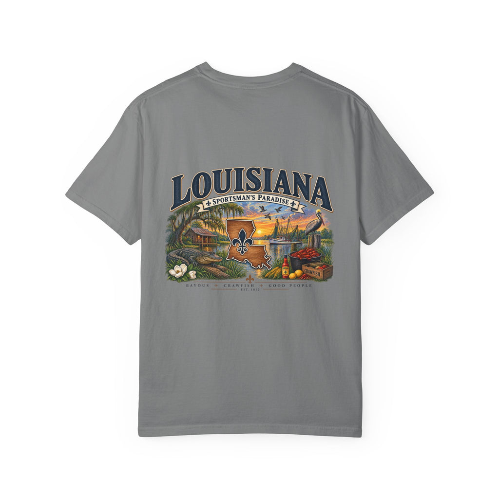 Louisiana Scenic T‑Shirt — State Souvenir Tee (Bayou, Jazz & Cajun Design)
