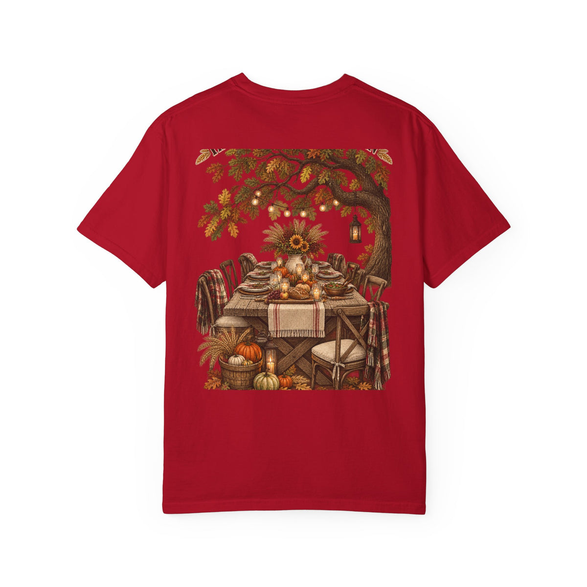 Autumn Harvest T-Shirt — Thanksgiving Rustic Table Fall Pumpkin Graphic