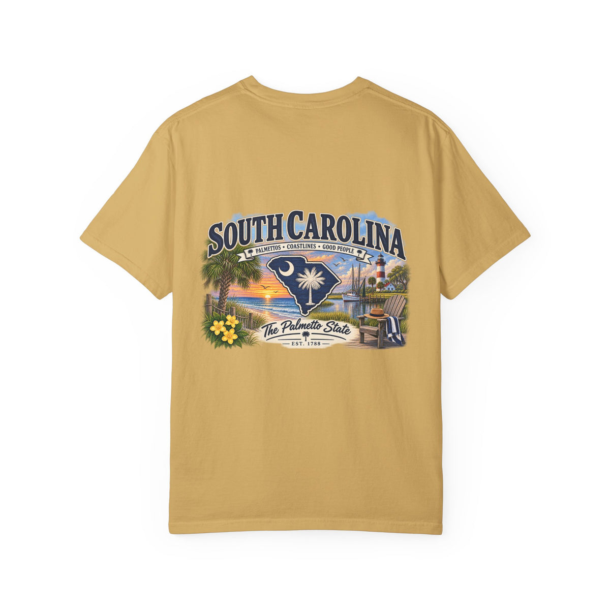 South Carolina Palmetto State T-Shirt — Scenic Beach Sunset Souvenir