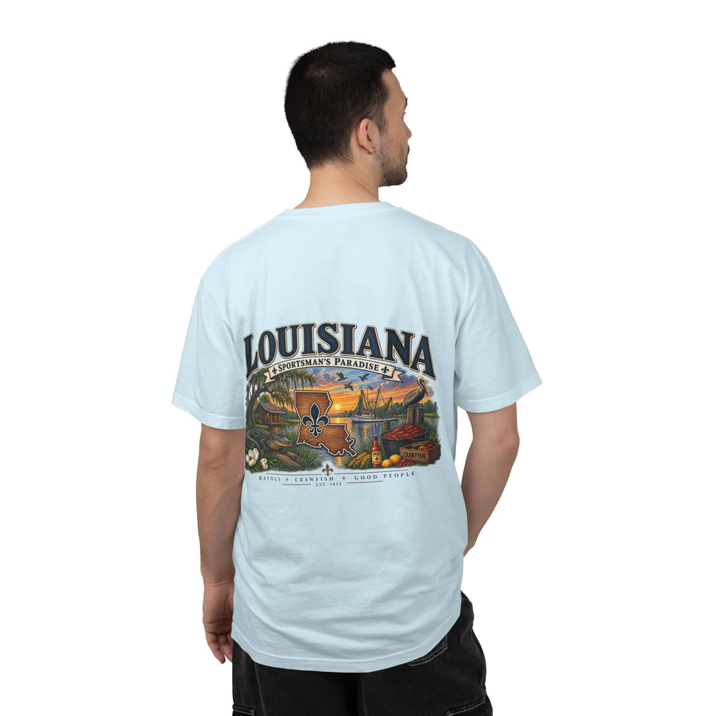 Louisiana Scenic T‑Shirt — State Souvenir Tee (Bayou, Jazz & Cajun Design)