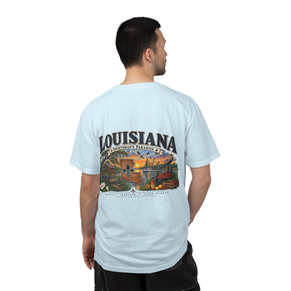 Louisiana Scenic T‑Shirt — State Souvenir Tee (Bayou, Jazz & Cajun Design)