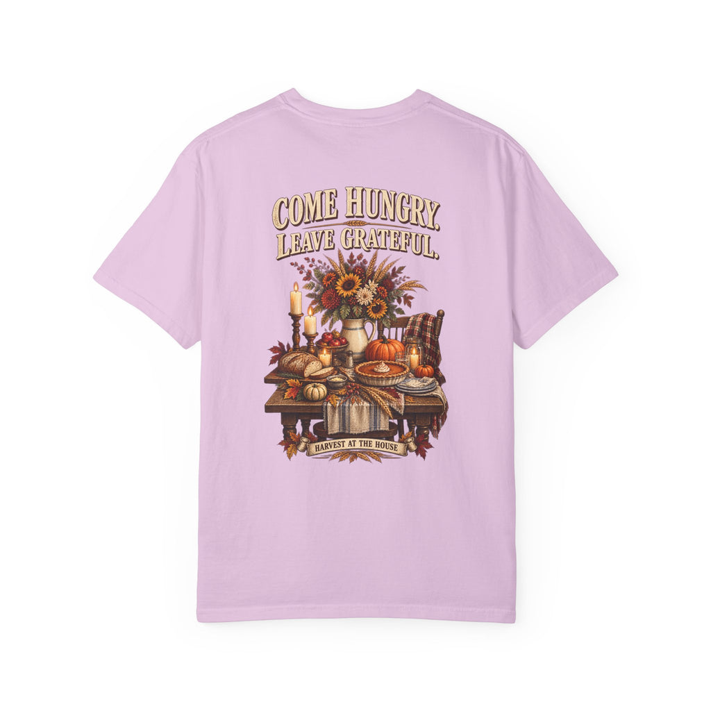 Thankful Feast T-Shirt — "Come Hungry, Leave Grateful" Thanksgiving Shirt