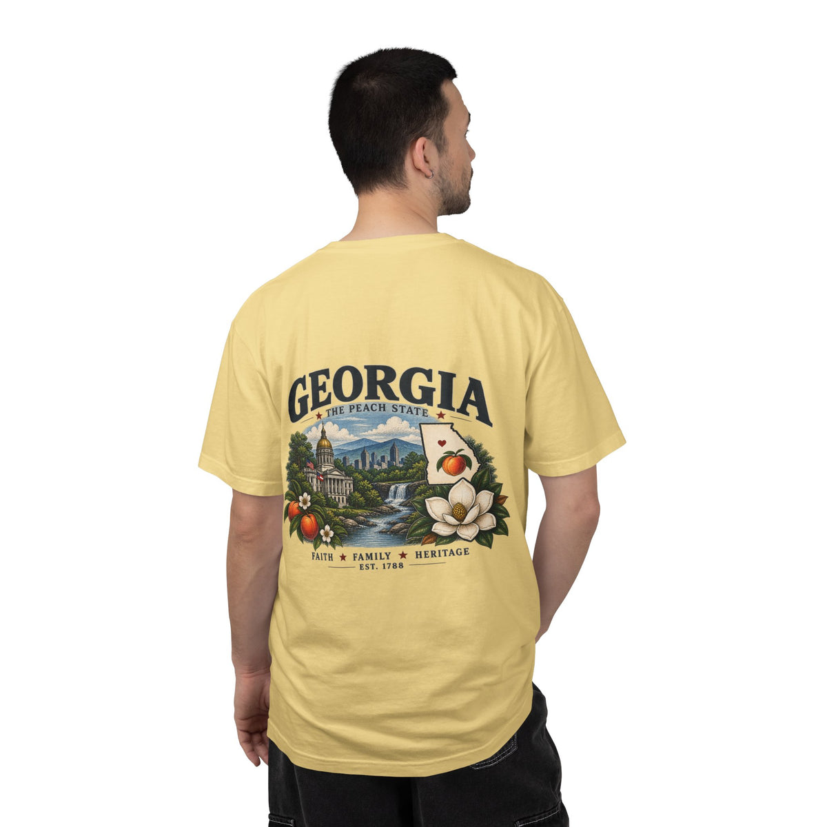 Georgia State T-Shirt — 'The Peach State' Scenic Back Print