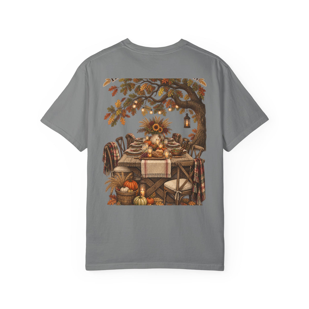 Autumn Harvest T-Shirt — Thanksgiving Rustic Table Fall Pumpkin Graphic