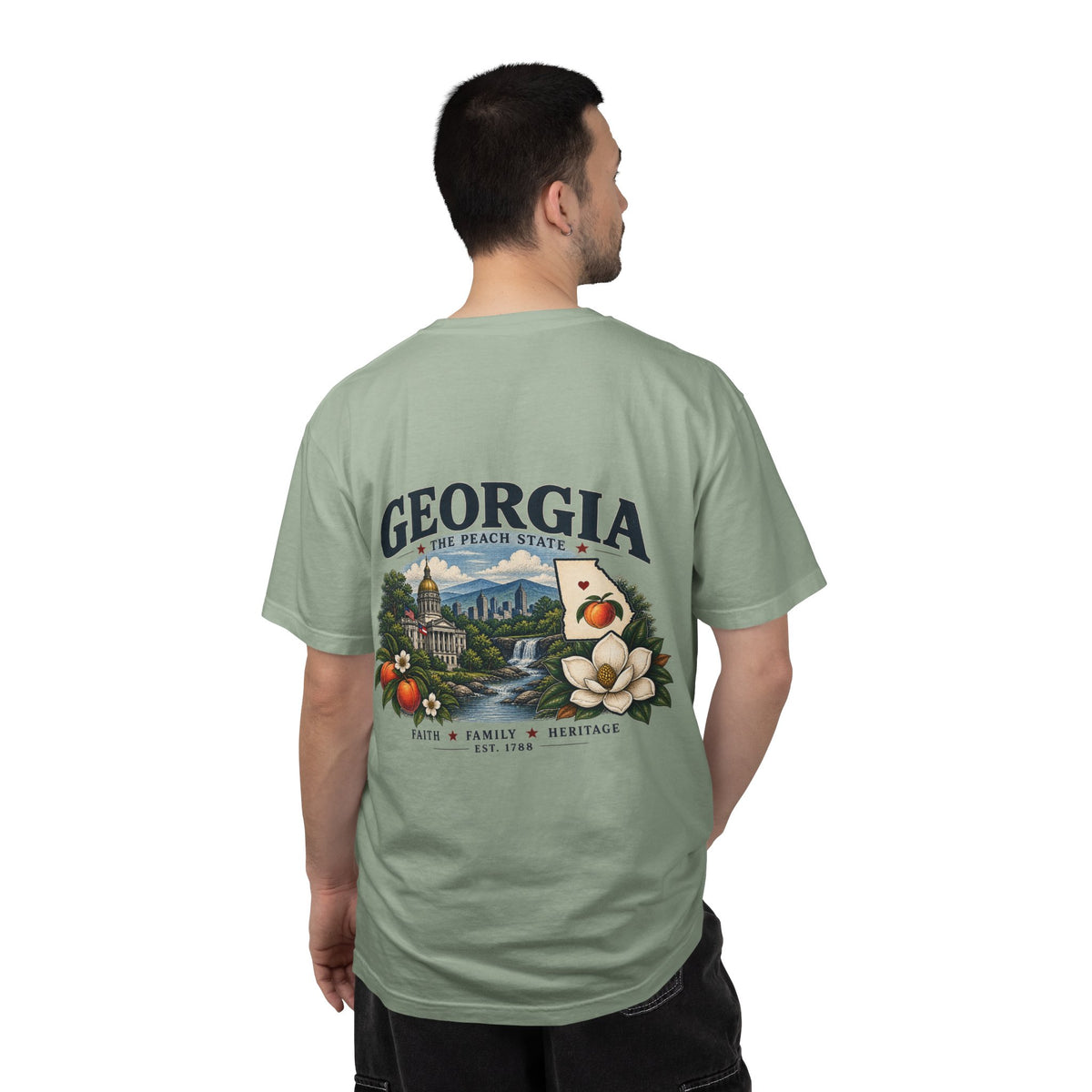 Georgia State T-Shirt — 'The Peach State' Scenic Back Print