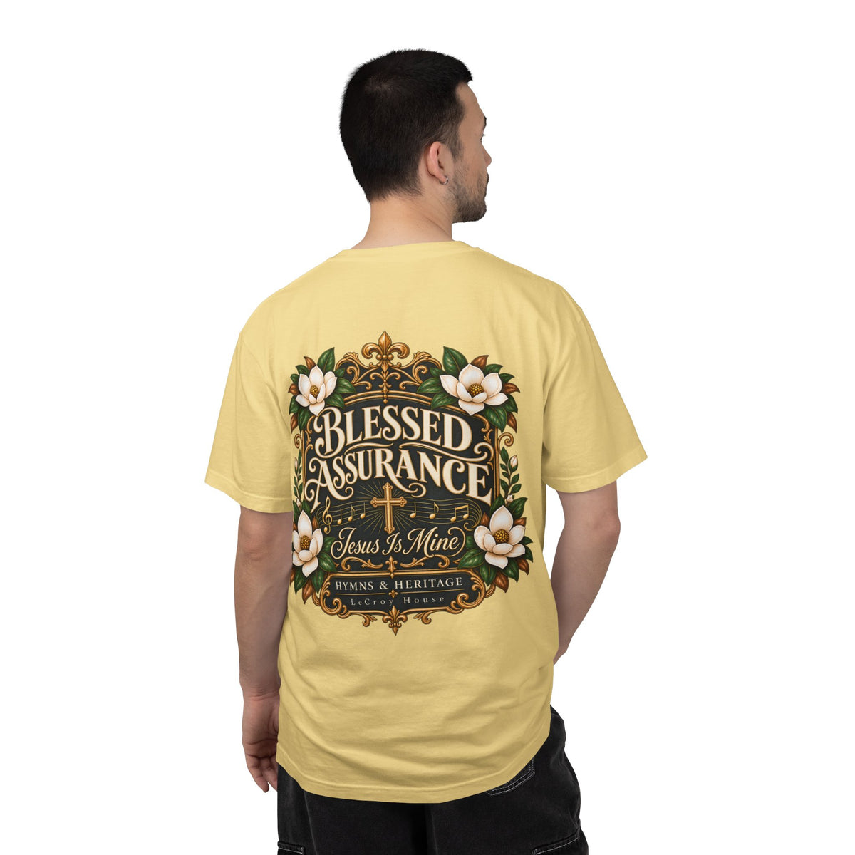 Blessed Assurance T-Shirt — "Jesus Is Mine" Floral Christian Tee
