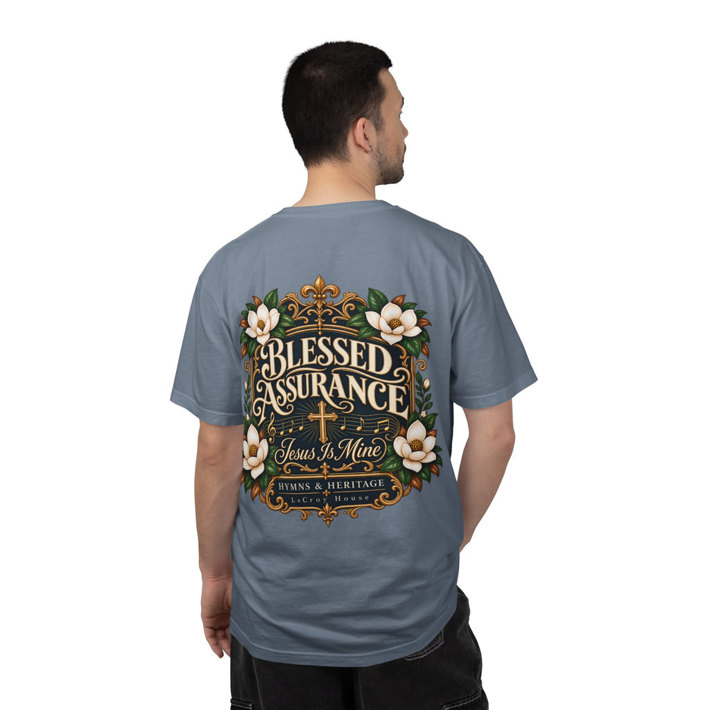 Blessed Assurance T-Shirt — "Jesus Is Mine" Floral Christian Tee