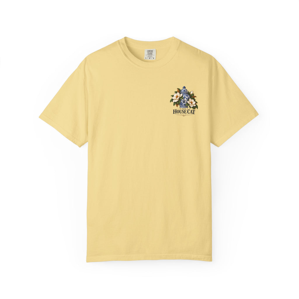 T-Shirt — Cozy Cat Lounge Graphic ("House Cat")