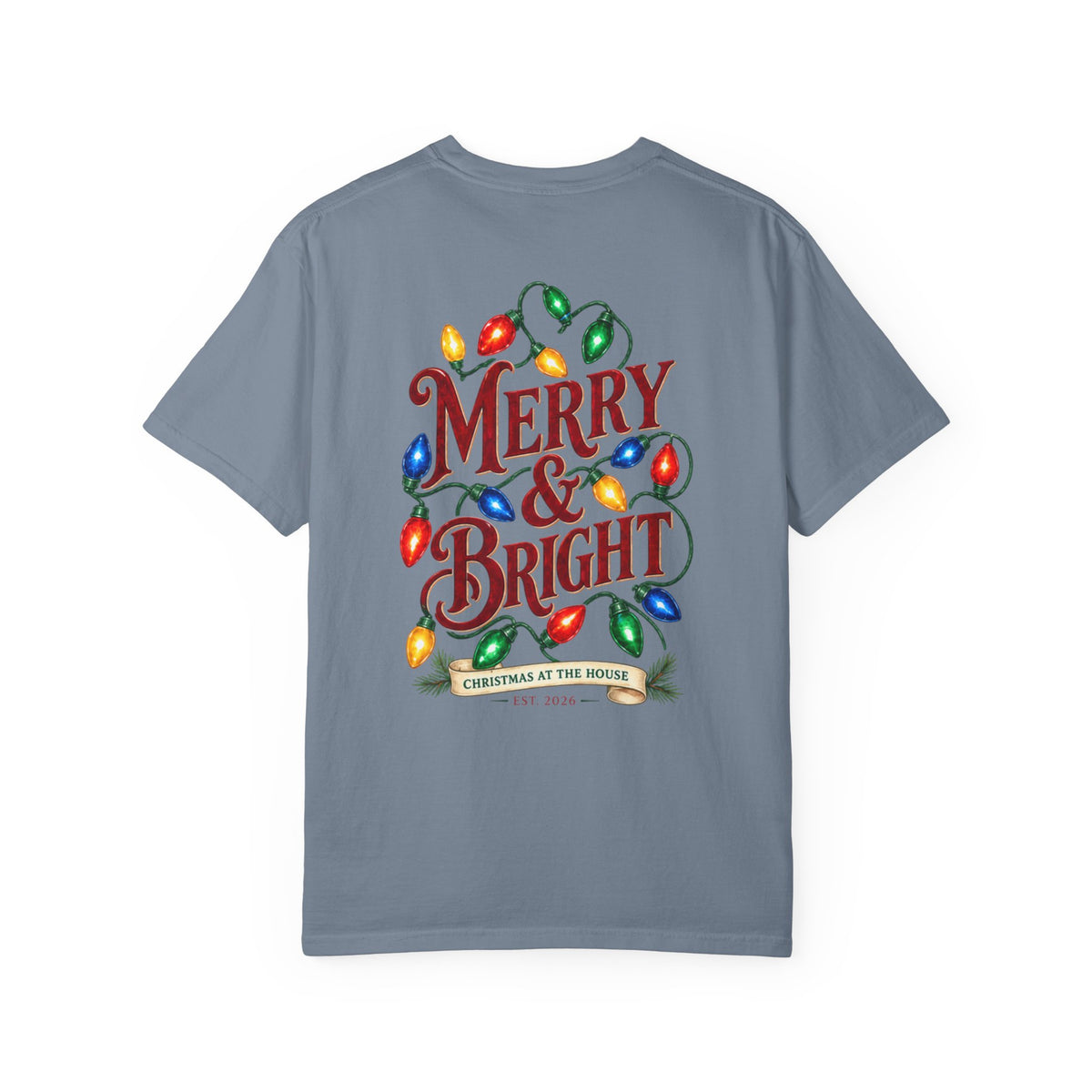 Merry & Bright Holiday T-Shirt — Christmas Lights Graphic Tee