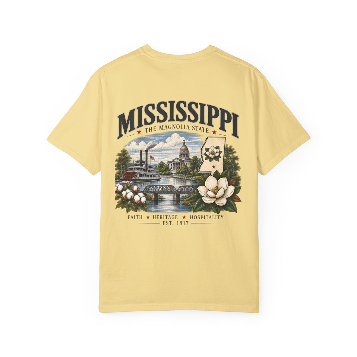 Mississippi Magnolia State T-Shirt — State Capitol & River Graphic