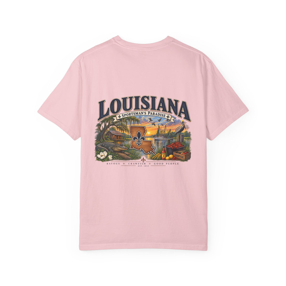 Louisiana Scenic T‑Shirt — State Souvenir Tee (Bayou, Jazz & Cajun Design)