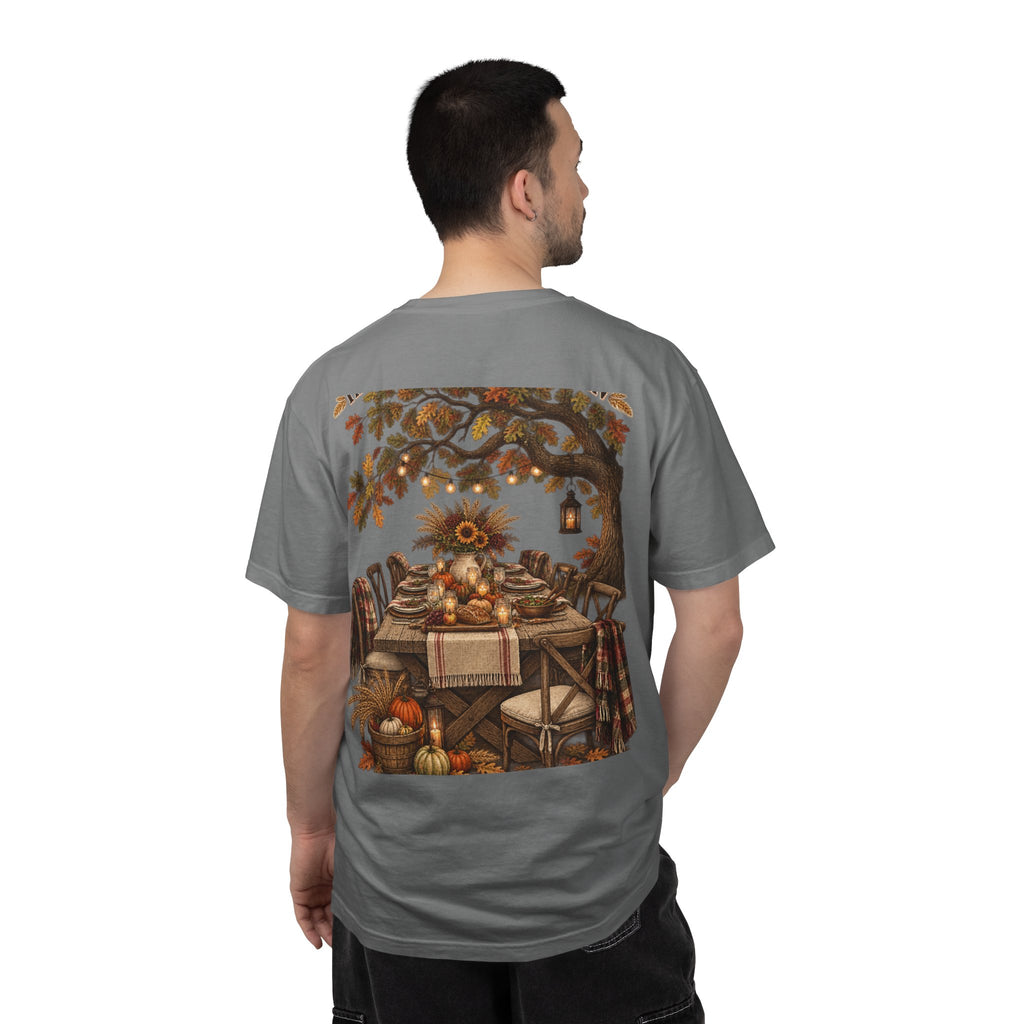 Autumn Harvest T-Shirt — Thanksgiving Rustic Table Fall Pumpkin Graphic