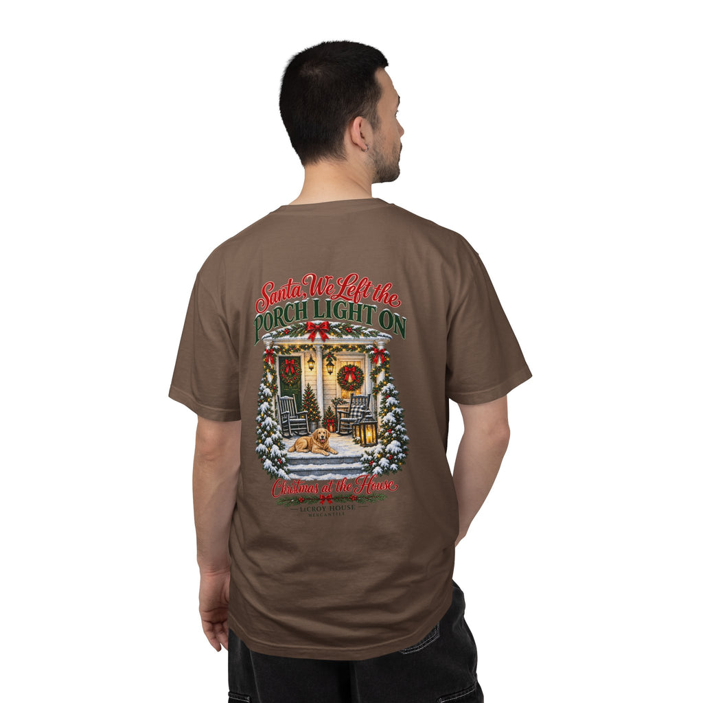 Christmas Porch Lantern T-Shirt — "Santa, We Left the Porch Light On" Holiday Tee
