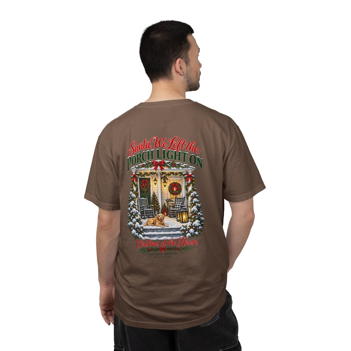 Christmas Porch Lantern T-Shirt — "Santa, We Left the Porch Light On" Holiday Tee