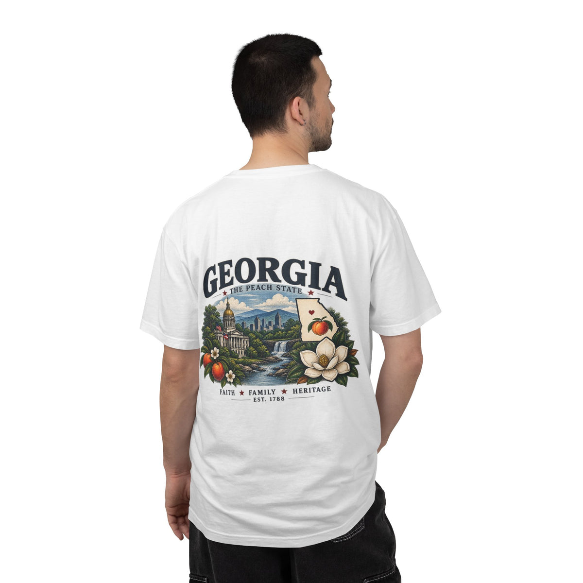 Georgia State T-Shirt — 'The Peach State' Scenic Back Print