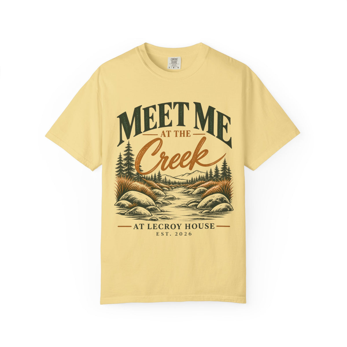 Meet Me at the Creek T-Shirt — Vintage Nature Graphic Tee for Outdoors Lovers