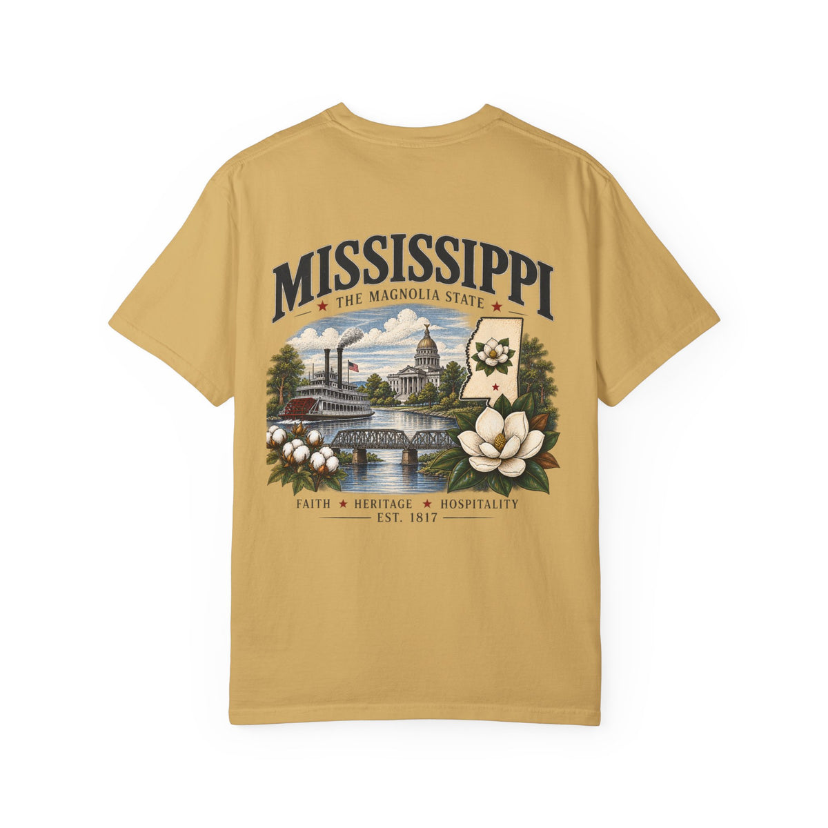 Mississippi Magnolia State T-Shirt — State Capitol & River Graphic
