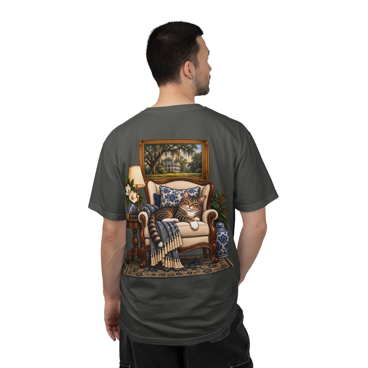 T-Shirt — Cozy Cat Lounge Graphic ("House Cat")