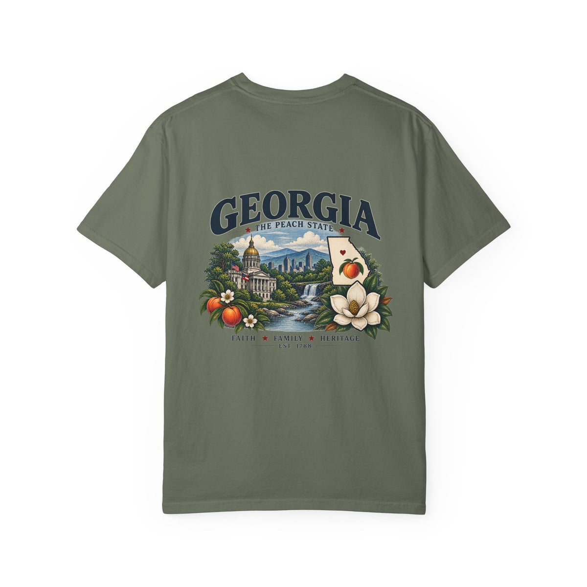 Georgia State T-Shirt — 'The Peach State' Scenic Back Print