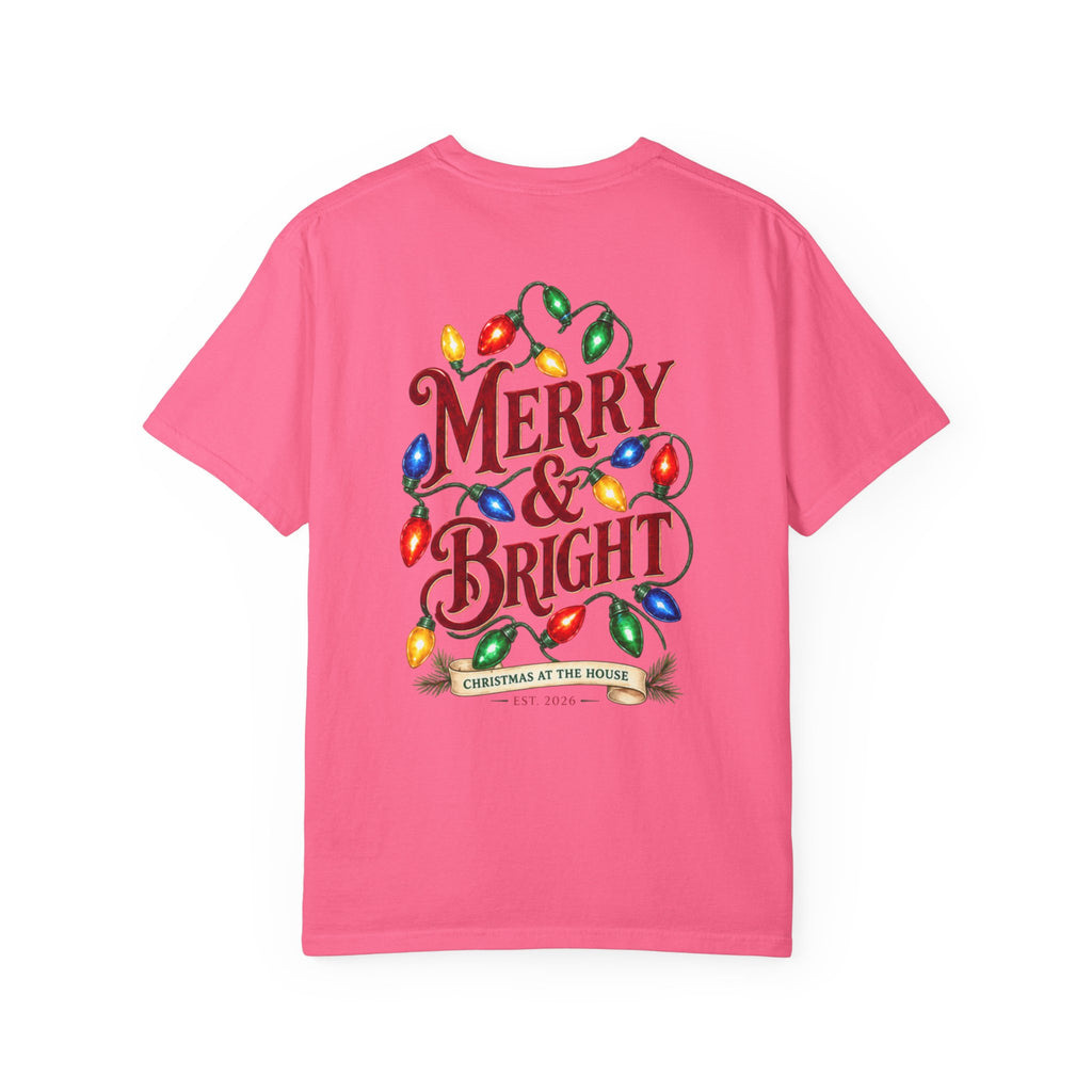 Merry & Bright Holiday T-Shirt — Christmas Lights Graphic Tee