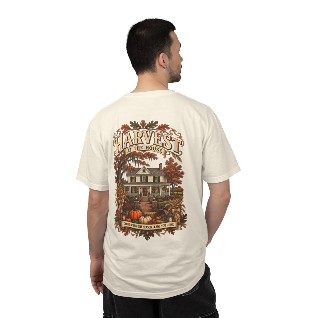 Harvest at the House Graphic T-Shirt — Fall Pumpkin Farmhouse Tee