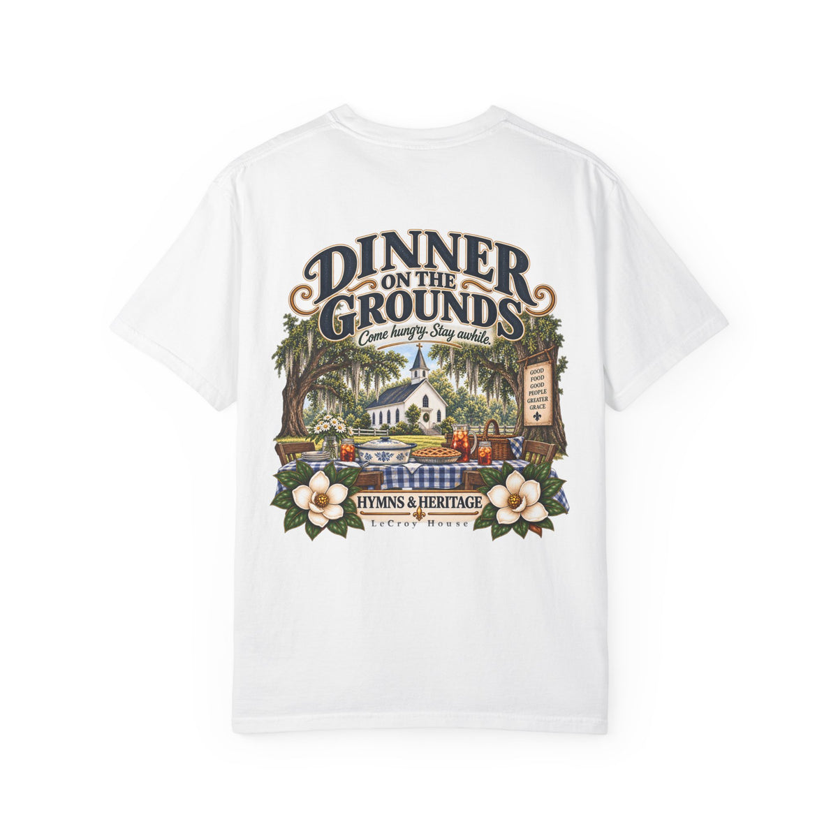Dinner on the Grounds T-Shirt — Hymns & Heritage Southern Church Festival Tee