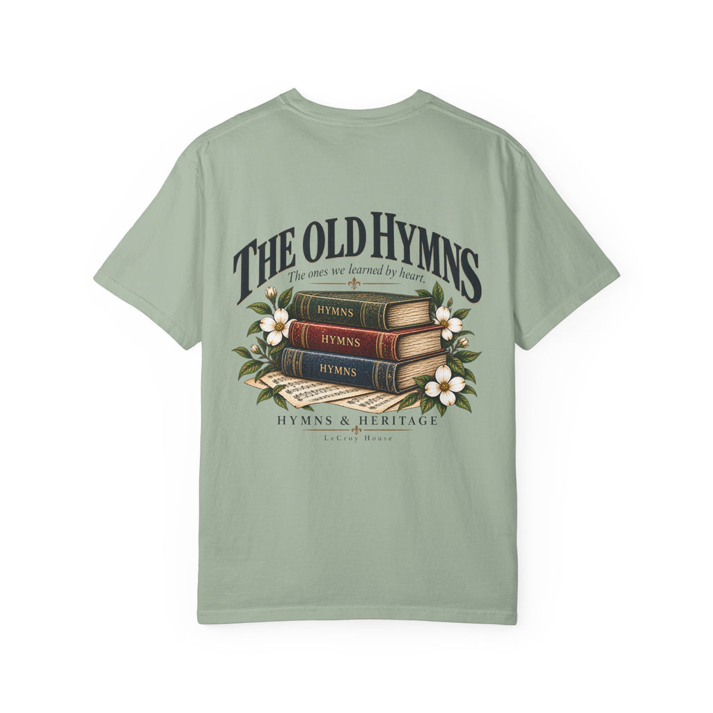 The Old Hymns T-Shirt — Vintage Hymnal Stack Christian Music Tee
