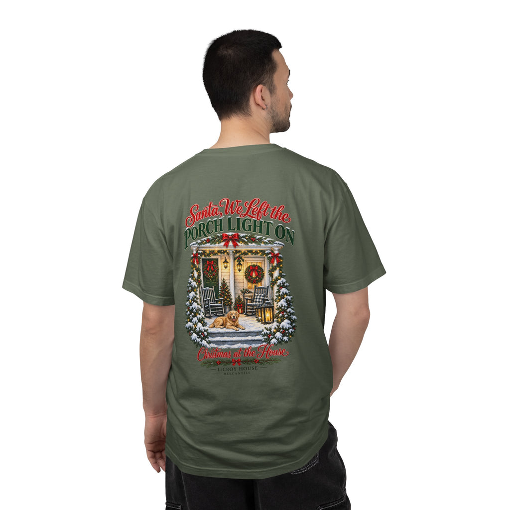 Christmas Porch Lantern T-Shirt — "Santa, We Left the Porch Light On" Holiday Tee