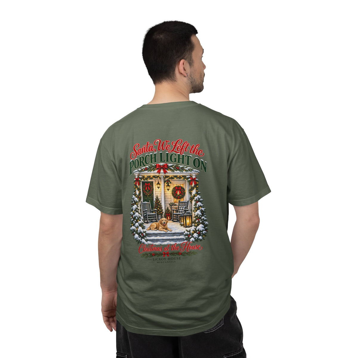 Christmas Porch Lantern T-Shirt — "Santa, We Left the Porch Light On" Holiday Tee