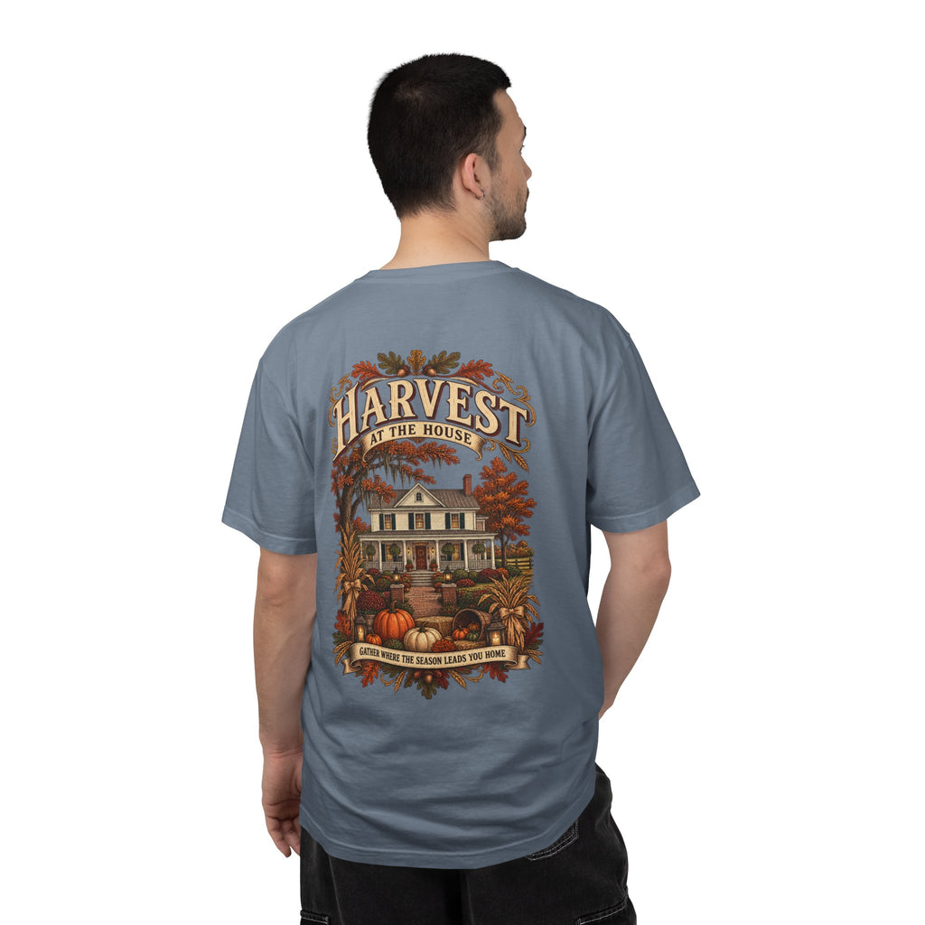 Harvest at the House Graphic T-Shirt — Fall Pumpkin Farmhouse Tee
