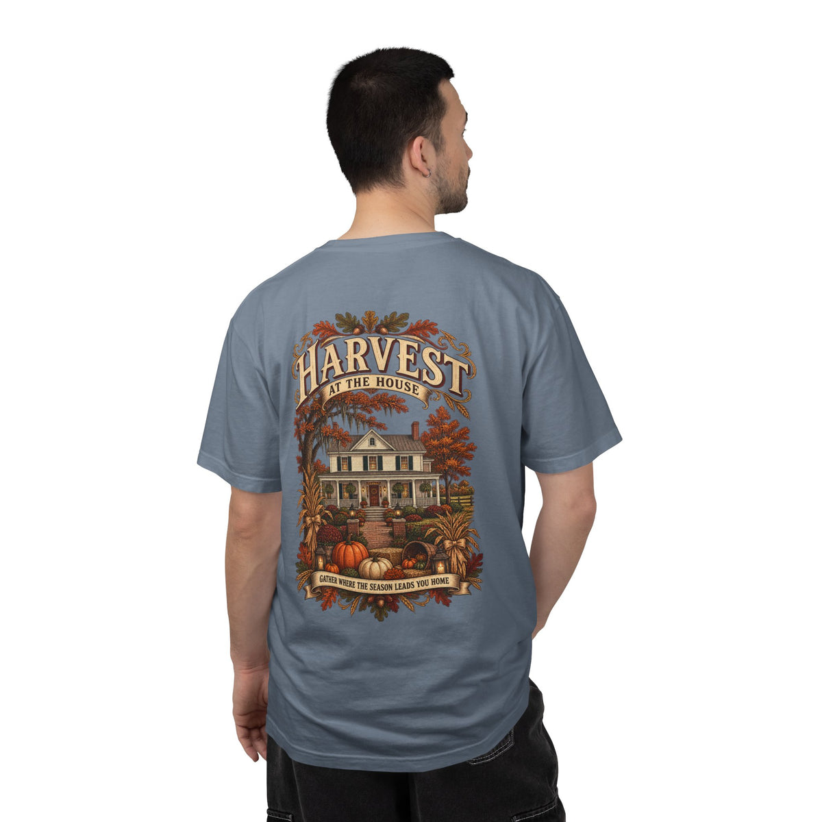 Harvest at the House Graphic T-Shirt — Fall Pumpkin Farmhouse Tee