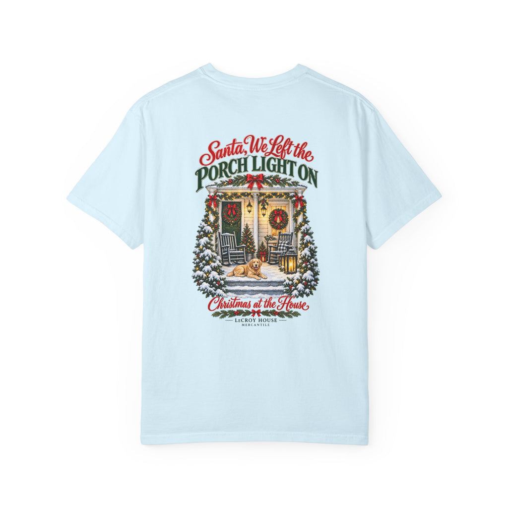 Christmas Porch Lantern T-Shirt — "Santa, We Left the Porch Light On" Holiday Tee