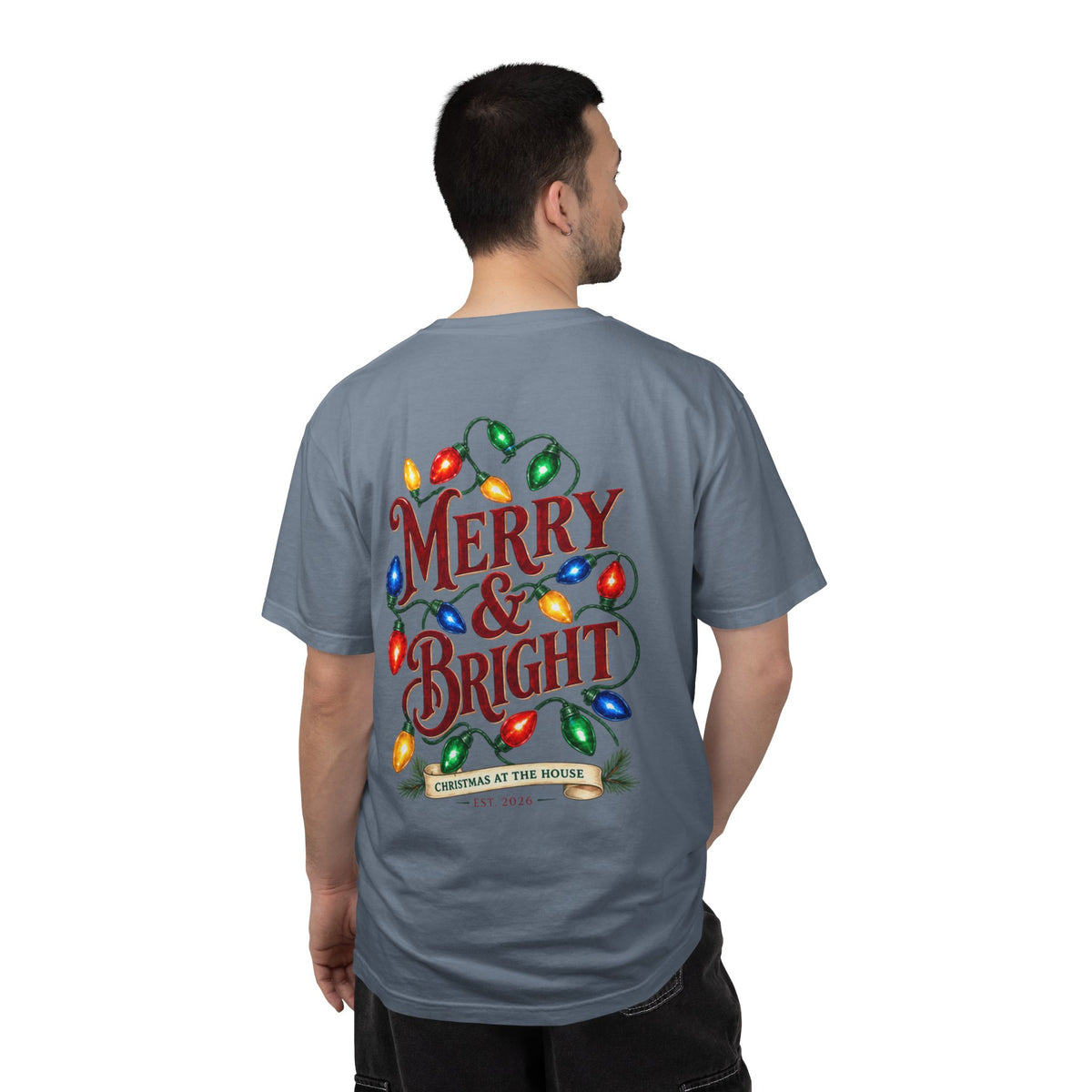 Merry & Bright Holiday T-Shirt — Christmas Lights Graphic Tee