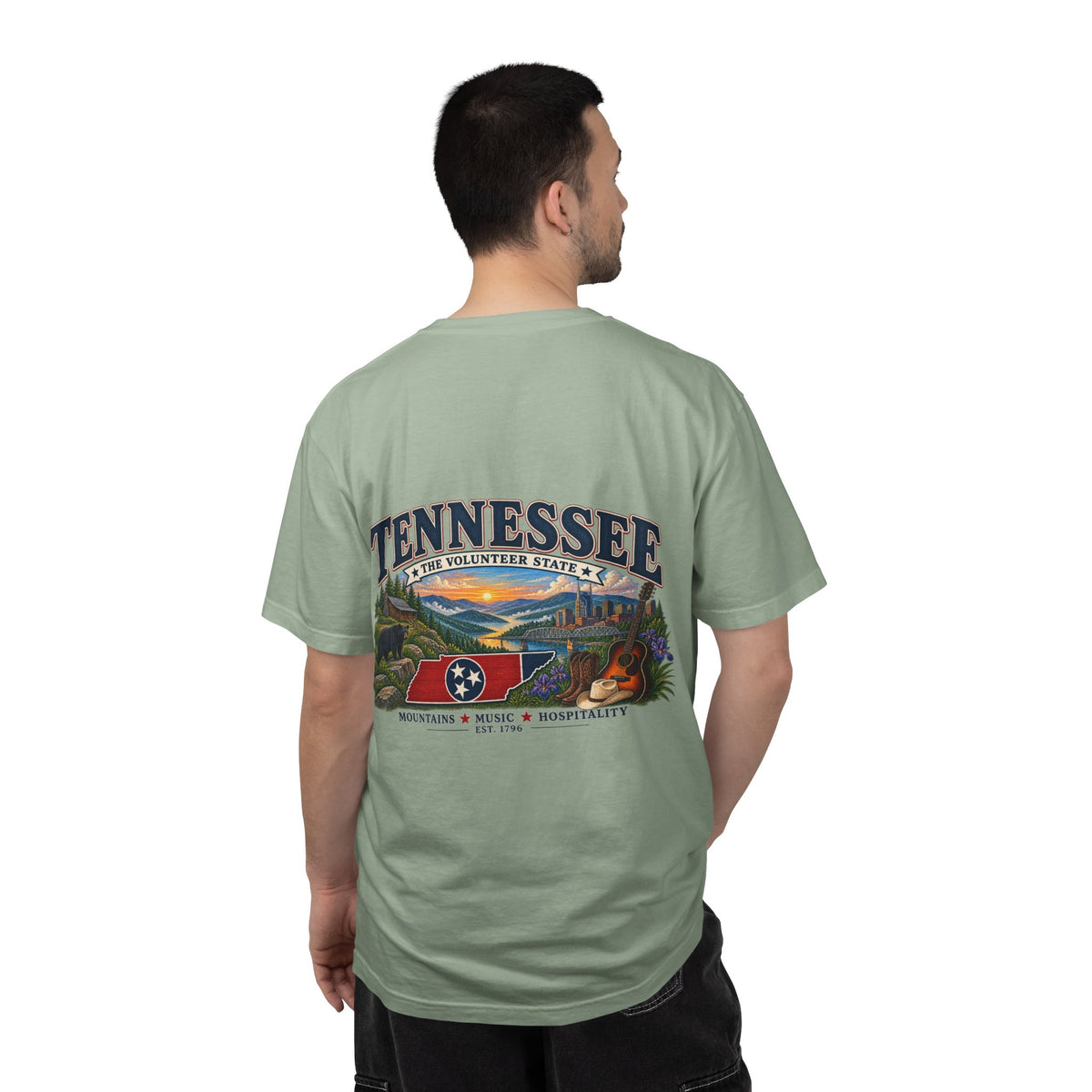 Tennessee Scenic T-Shirt — "Tennessee The Volunteer State" Vintage Travel Tee