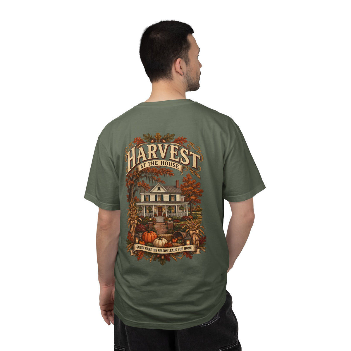 Harvest at the House Graphic T-Shirt — Fall Pumpkin Farmhouse Tee