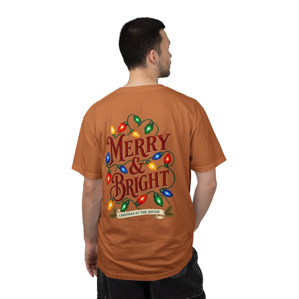 Merry & Bright Holiday T-Shirt — Christmas Lights Graphic Tee