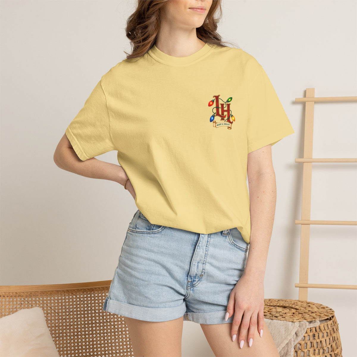 Merry & Bright Holiday T-Shirt — Christmas Lights Graphic Tee