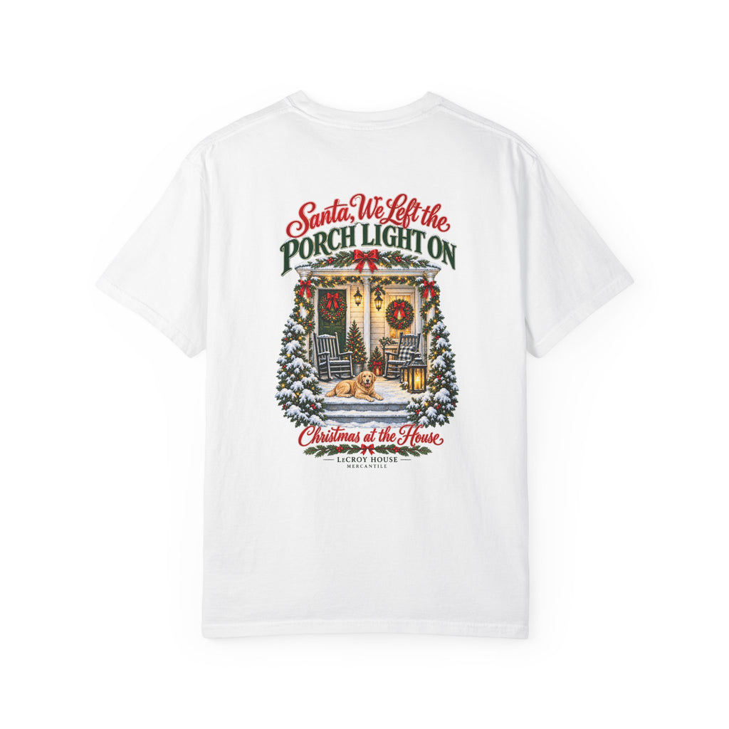 Christmas Porch Lantern T-Shirt — "Santa, We Left the Porch Light On" Holiday Tee
