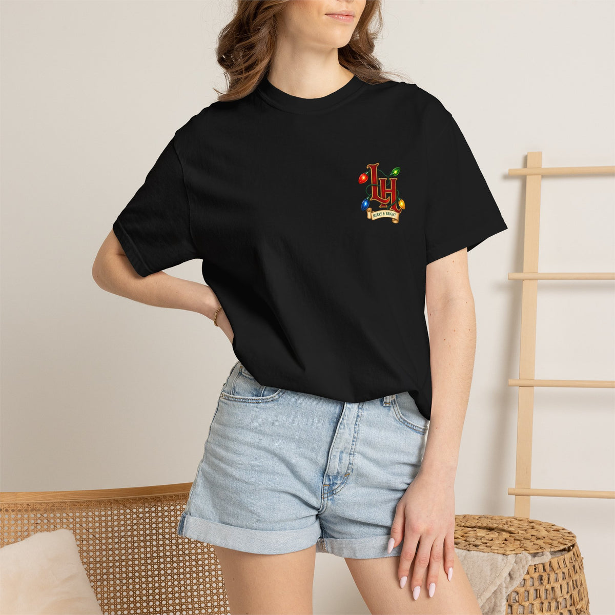 Merry & Bright Holiday T-Shirt — Christmas Lights Graphic Tee