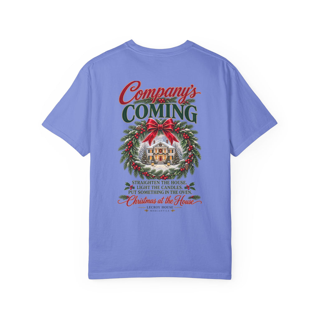 Christmas Wreath Holiday T-Shirt — "Company's Coming" Vintage House Christmas Tee