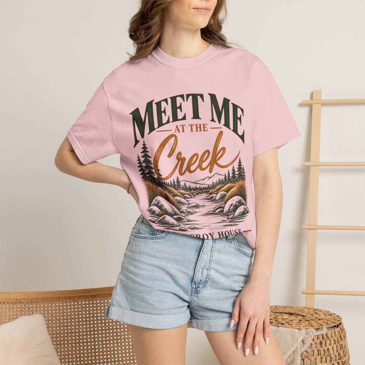 Meet Me at the Creek T-Shirt — Vintage Nature Graphic Tee for Outdoors Lovers