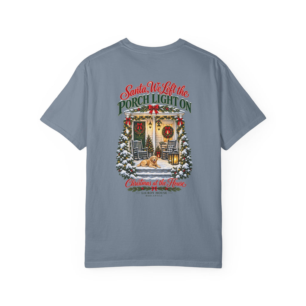 Christmas Porch Lantern T-Shirt — "Santa, We Left the Porch Light On" Holiday Tee
