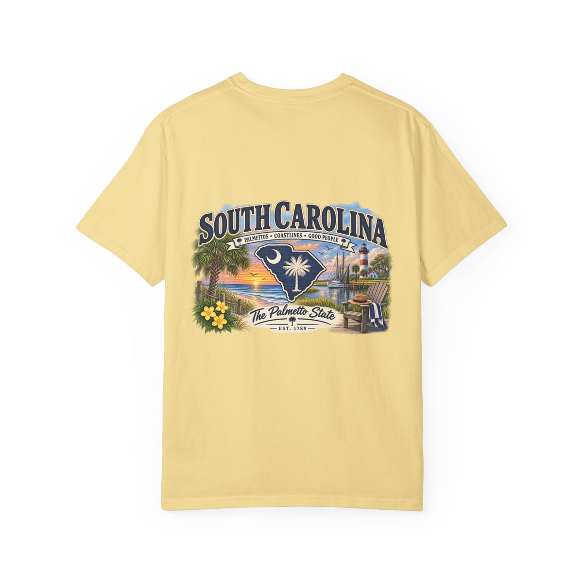 South Carolina Palmetto State T-Shirt — Scenic Beach Sunset Souvenir