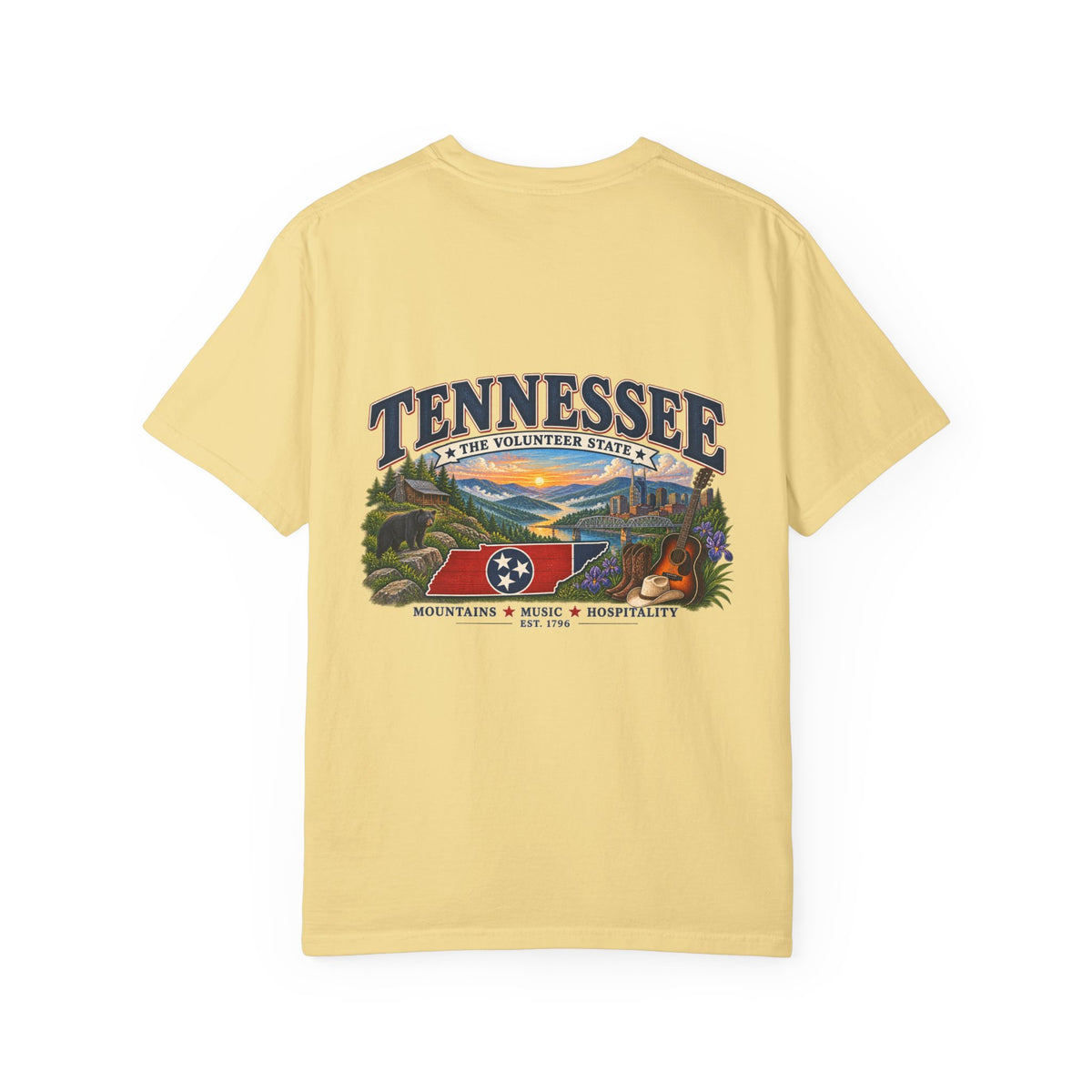 Tennessee Scenic T-Shirt — "Tennessee The Volunteer State" Vintage Travel Tee