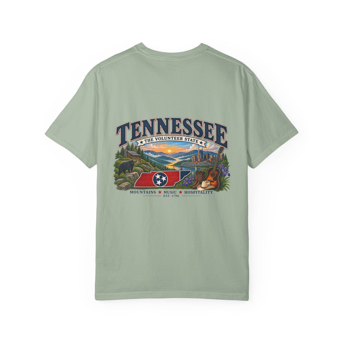 Tennessee Scenic T-Shirt — "Tennessee The Volunteer State" Vintage Travel Tee