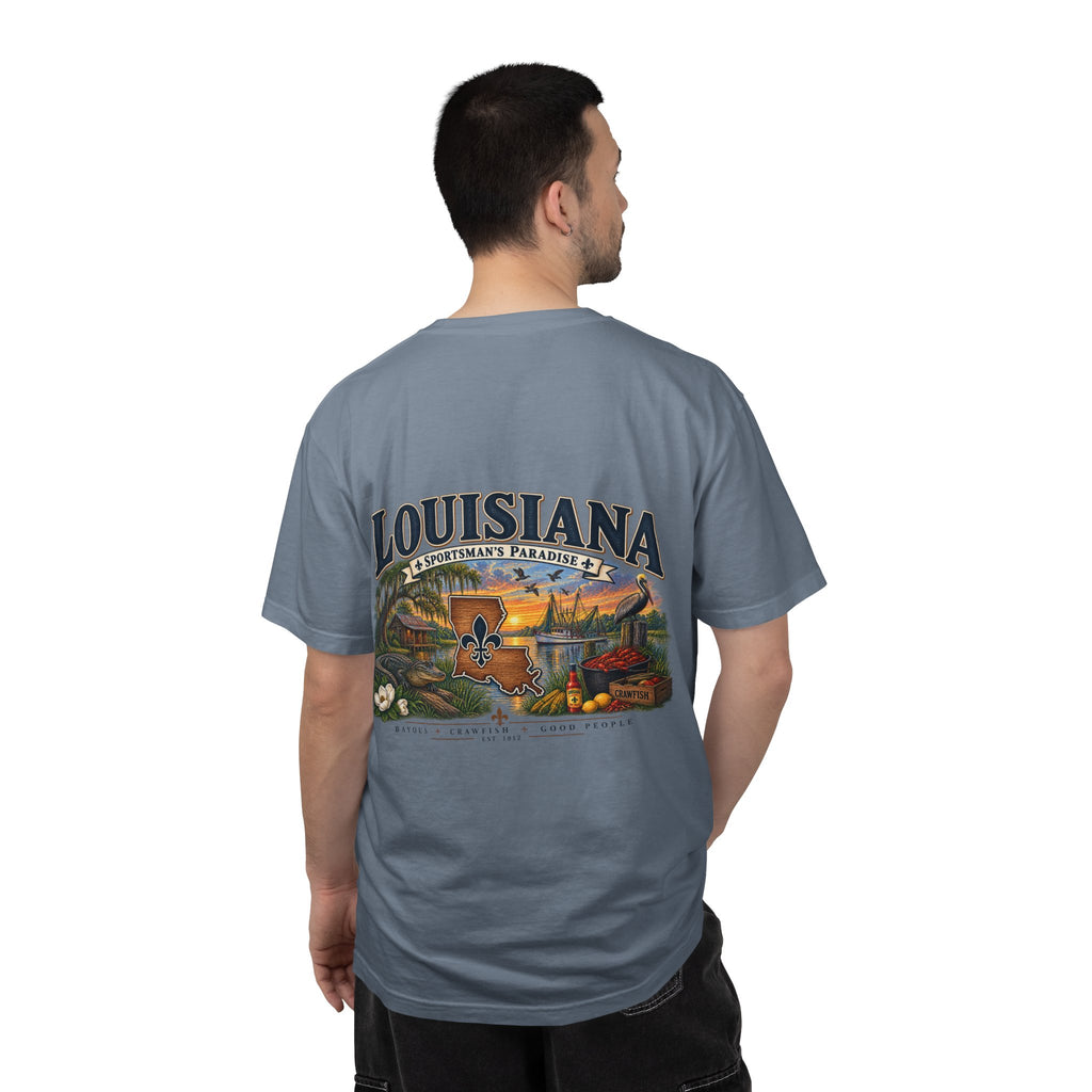Louisiana Scenic T‑Shirt — State Souvenir Tee (Bayou, Jazz & Cajun Design)
