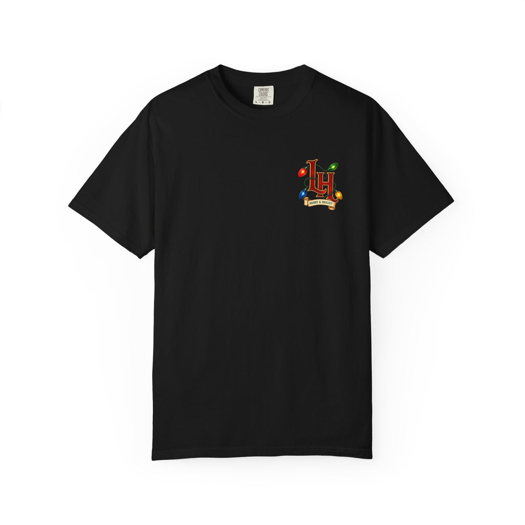 Merry & Bright Holiday T-Shirt — Christmas Lights Graphic Tee