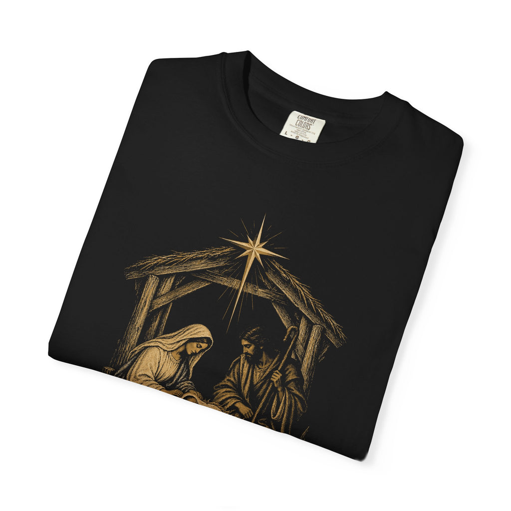 Nativity Christmas T-Shirt — "Christmas at the Manger" Religious Holiday Tee