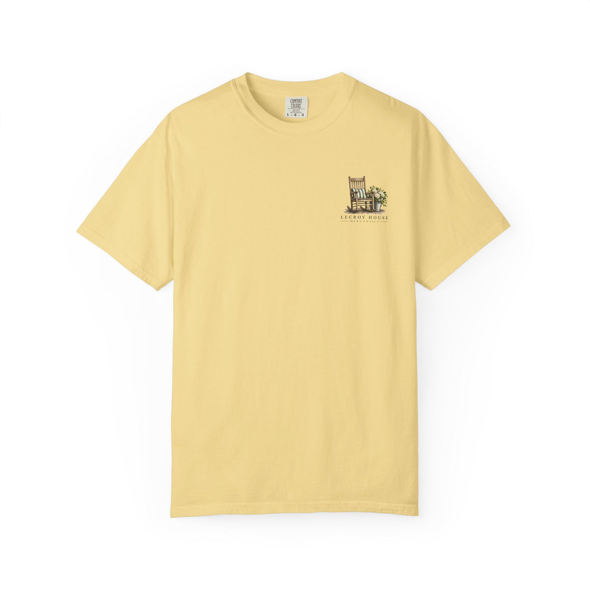 Come On In Porch T-Shirt — "Come On In, We'll Find You a Chair" Relaxed Front-Pocket Tee